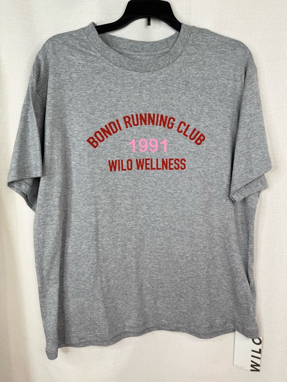 WILO The Label Bondi Running Club Graphic T-Shirt Womens Gray Size S Oversized